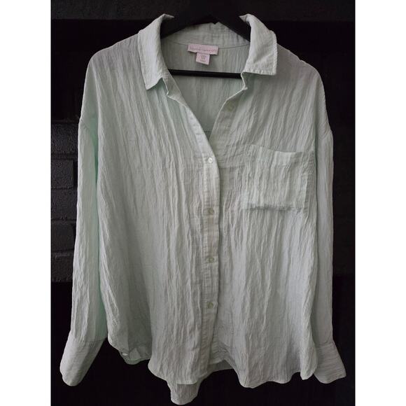 House of Harlow 1960 Tops - House Of Harlow 1960 Crinkle Button Down Shirt Pale Pastel Green Size M